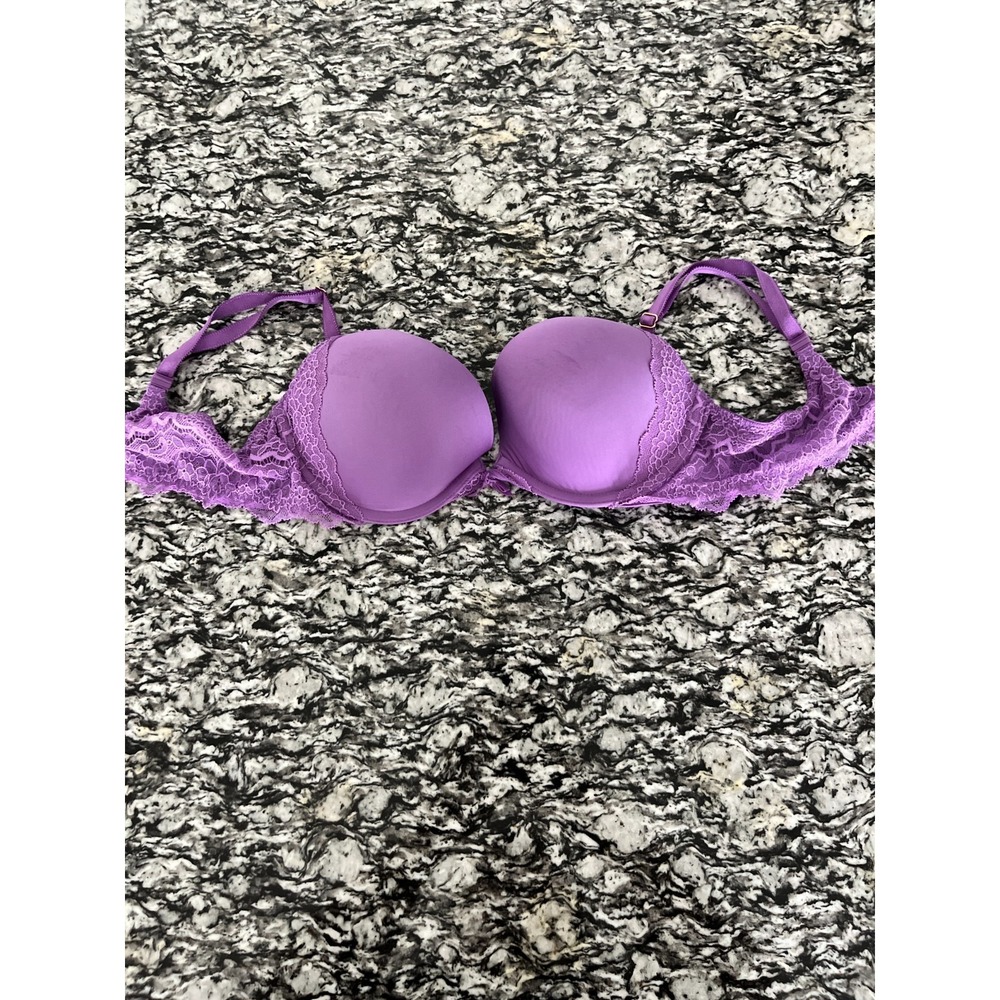 Victoria's Secret Dream Angels Push Up Bra Womens 36 Purple‎ Lace Detail Padded